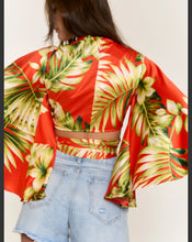 Load image into Gallery viewer, Marissa Flare Sleeve Kimono Wrap Crop Top
