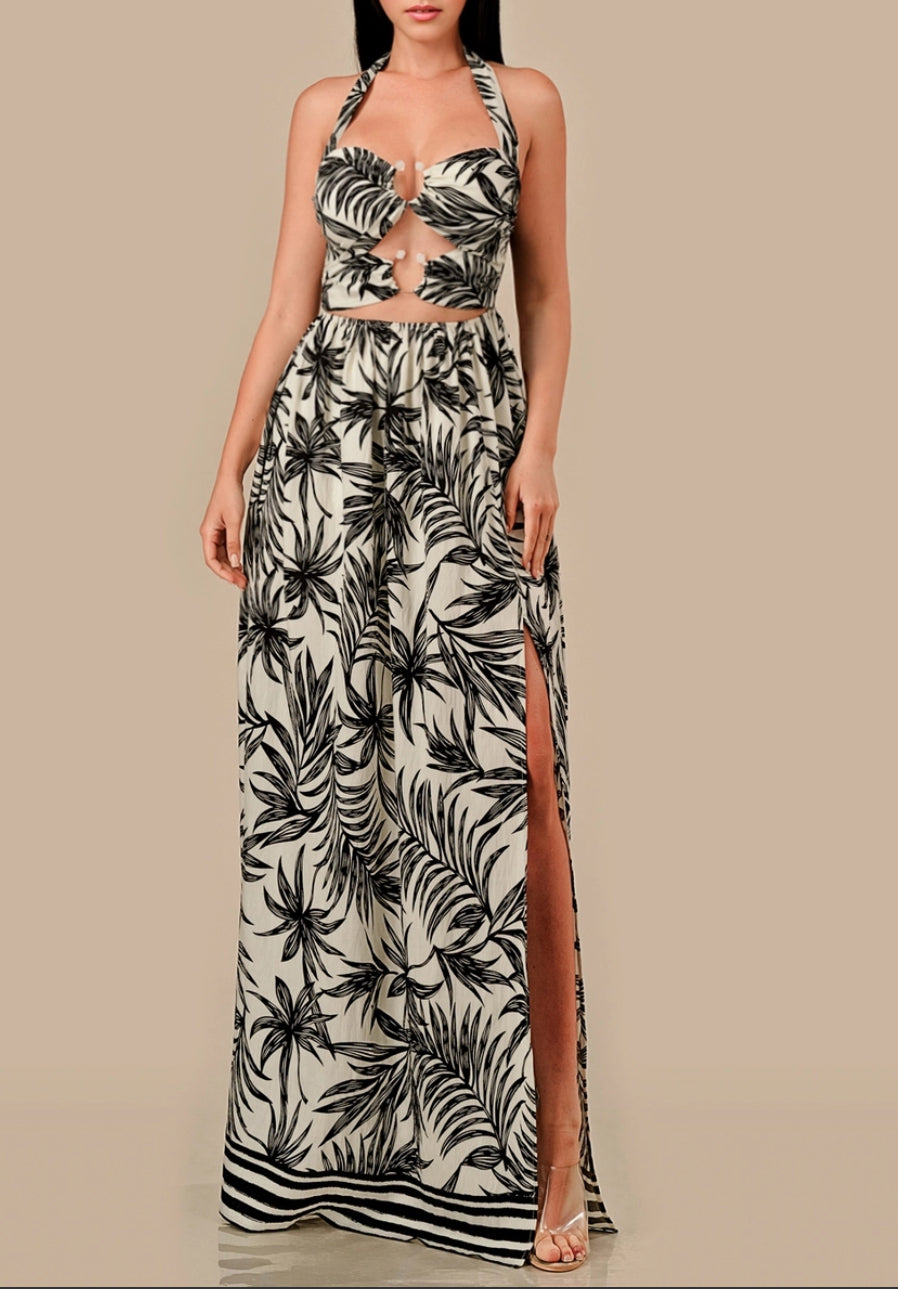 Rosa Cutout Halter Maxi Dress