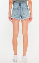 Load image into Gallery viewer, High Rise Mom Style Frayed Denim Jean Shorts Available In Medium Or Light Wash
