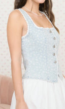 Load image into Gallery viewer, Mya Denim Lace Trim Tank
