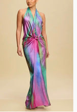 Load image into Gallery viewer, Daydreamer Water Color Front Knot Halter Maxi
