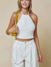 Load image into Gallery viewer, Shelly Cropped Halter With Seashell Trim

