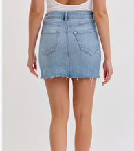Load image into Gallery viewer, Mid Waist Frayed Denim Mini Skirt
