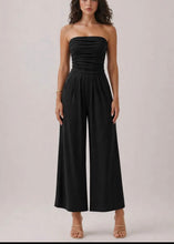 Load image into Gallery viewer, Dana Strapless Ruched Palazzo Jumpsuit Available In Brown And Black
