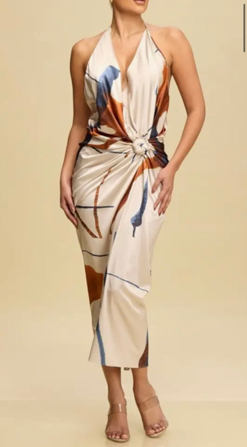 Knot Today Twist Front Midi Dress
