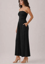 Load image into Gallery viewer, Dana Strapless Ruched Palazzo Jumpsuit Available In Brown And Black
