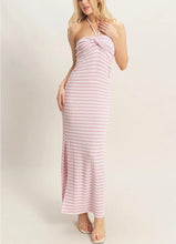 Load image into Gallery viewer, Ashley Striped Body Con Twist Halter Maxi
