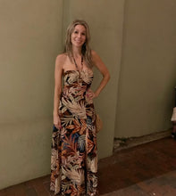 Load image into Gallery viewer, Sunset Halter Satin Tropical Maxi
