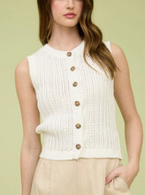 Load image into Gallery viewer, Janie Crew Neck Button Down Sleeveless Knit Sweater Cardigan
