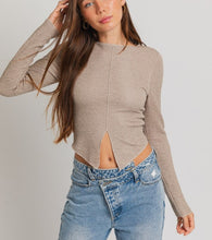 Load image into Gallery viewer, Fine Details Long Sleeve Split Front Crop Top
