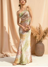 Load image into Gallery viewer, Pink Palms One Shoulder Maxi Dress

