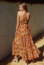 Load image into Gallery viewer, Morgan Mosaic Tassle Halter Maxi Dress
