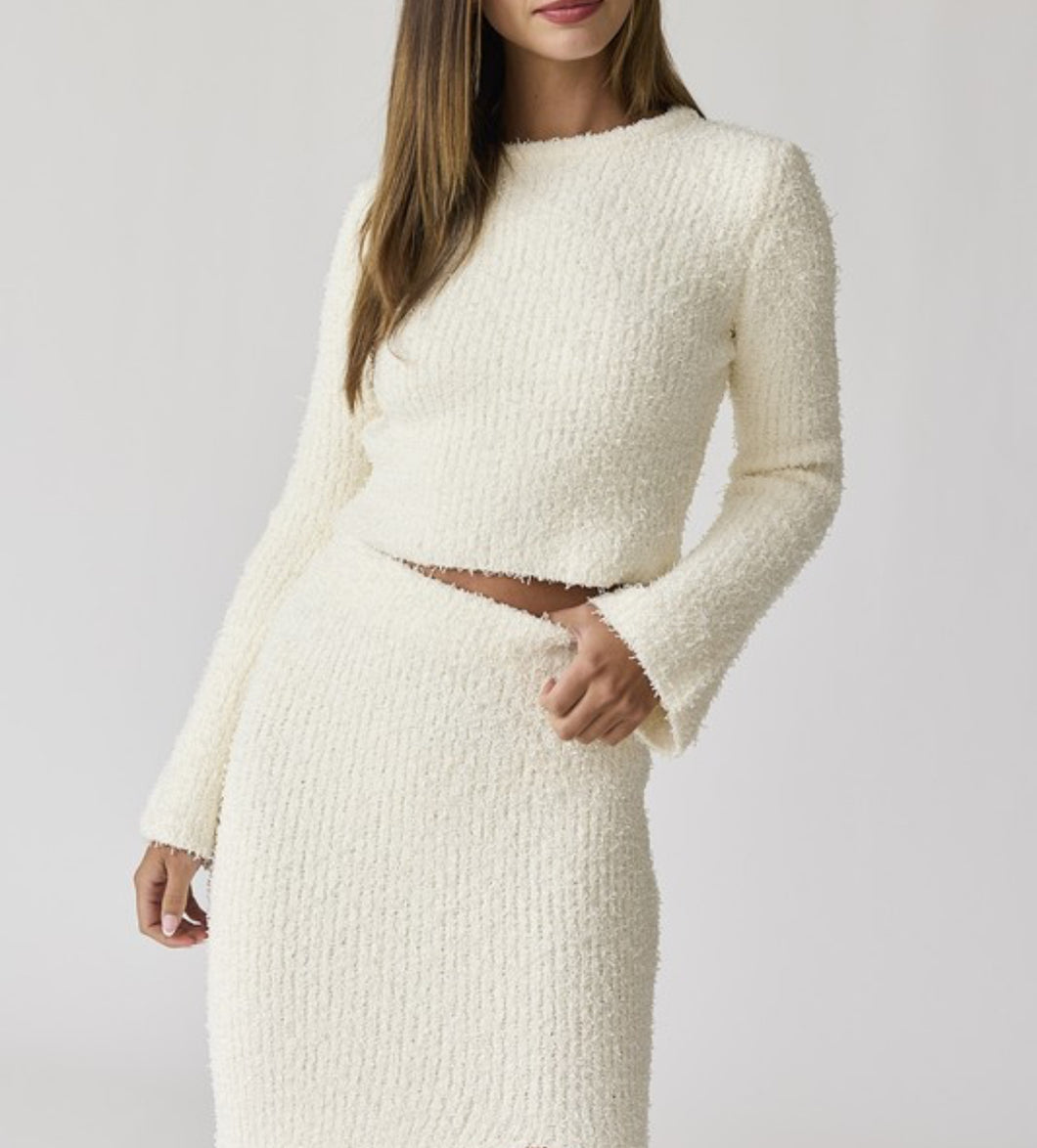 Cozy Nights Long Sleeve Textured Crop Sweater