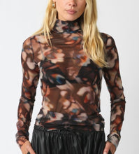 Load image into Gallery viewer, Heather Sheer Mesh Long Sleeve Mock Neck Top
