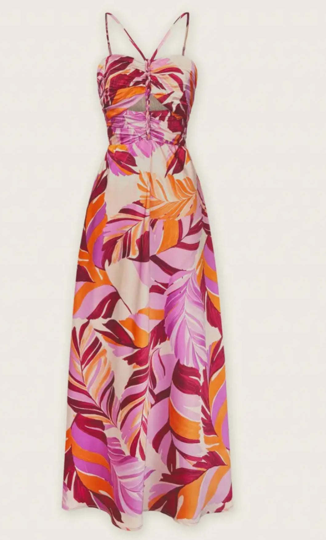 Berry Kiss Braided Halter Satin Maxi Dress