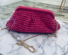 Load image into Gallery viewer, Raffia Straw Clutch Purse And Removable Strap Available In Natural Or Pink
