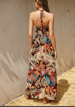 Load image into Gallery viewer, Sunset Halter Satin Tropical Maxi
