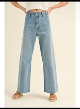 Load image into Gallery viewer, Straight Wide Leg Raw Hem ￼Denim Jeans
