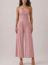 Load image into Gallery viewer, Rosie Strapless Ruched Palazzo Jumpsuit
