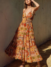 Load image into Gallery viewer, Morgan Mosaic Tassle Halter Maxi Dress
