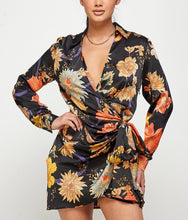 Load image into Gallery viewer, Give Thanks Floral Long Sleeve Wrap Mini Dress
