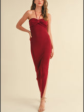Load image into Gallery viewer, Fine Wine Knit Halter Maxi Dress
