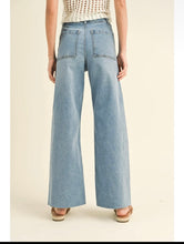 Load image into Gallery viewer, Straight Wide Leg Raw Hem ￼Denim Jeans
