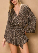 Load image into Gallery viewer, Maddie Long Kimono Sleeve Polka Dot Romper
