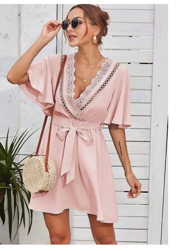 Lace Trim Mini Dress BOGO free