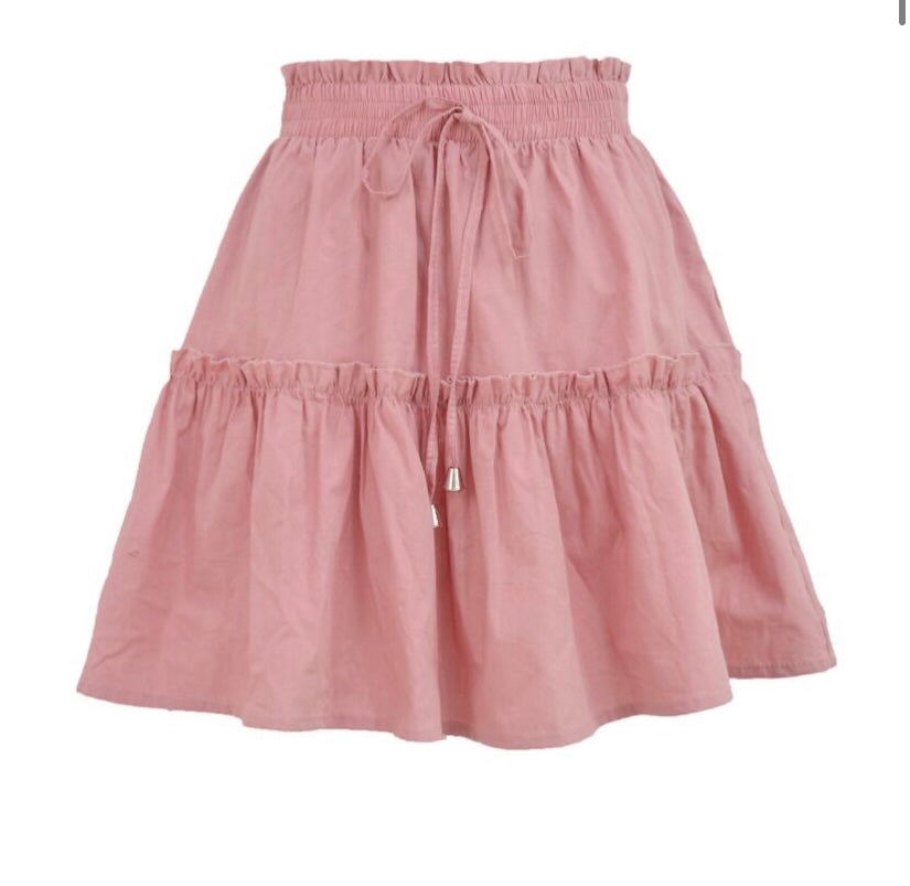 FRANKIE PINK RUFFLE MINI SKIRT BOGO free