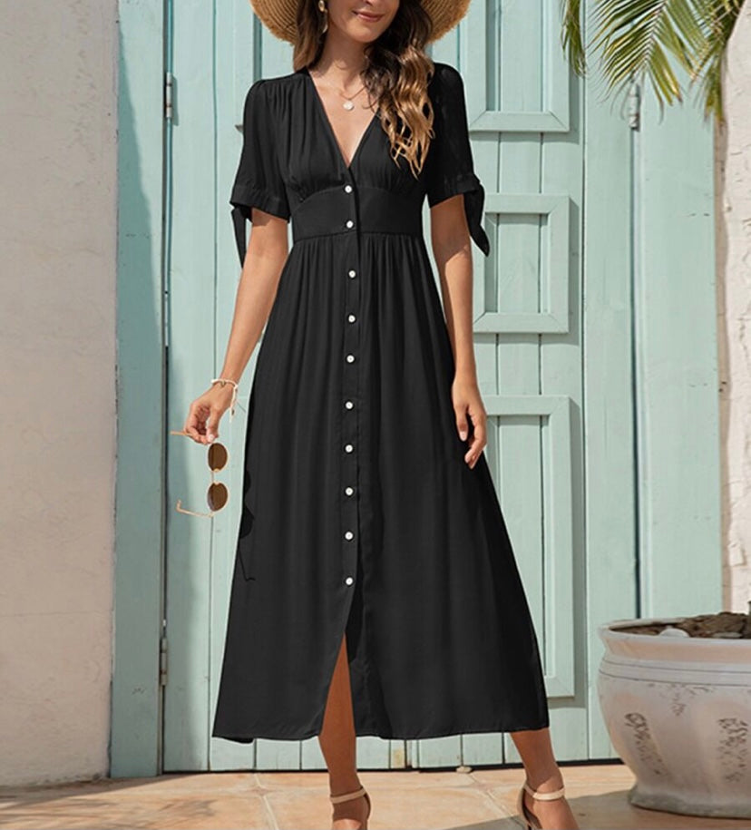 MIA TIE SLEEVE MAXI DRESS