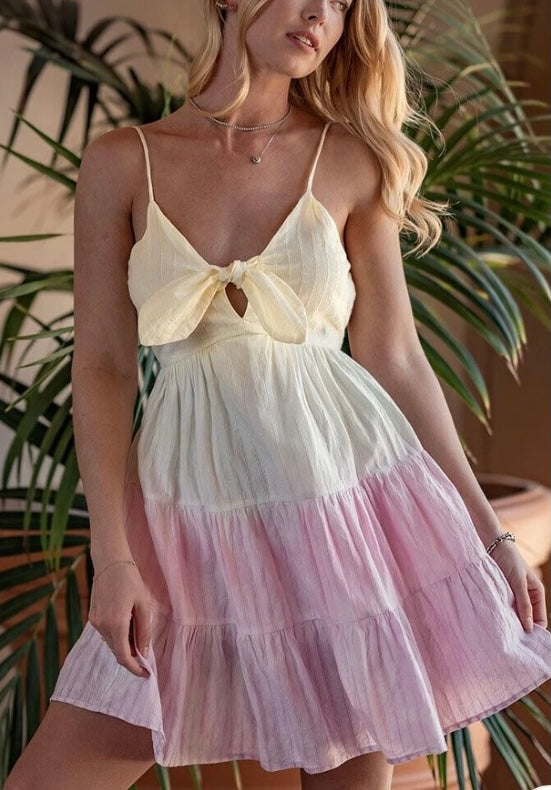 JILL TIE DYE BOW FRONT DRESS bogo free