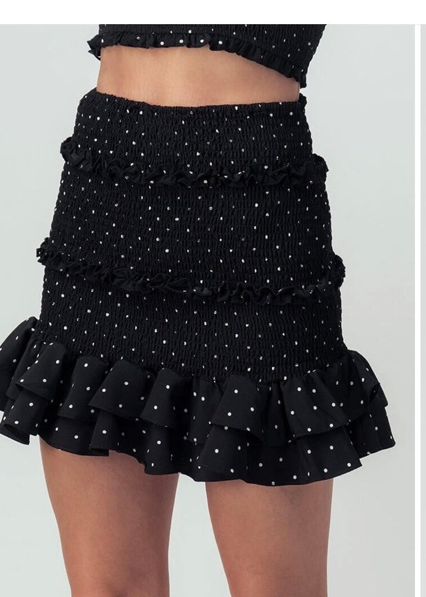 KELLY POLKA DOT SMOCK RUFFLE SKIRT BOGO free